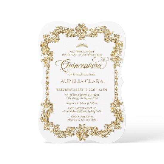 Vintage Elegant White Gold Tiara Quinceanera