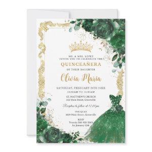 Vintage Emerald Green Floral Dress Quinceañera