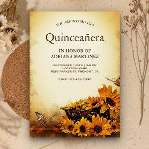 Vintage Floral Sunflower 15th Birthday Quinceanera