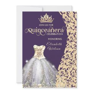 Vintage gold dress damask  tiara Quinceañera   Inv
