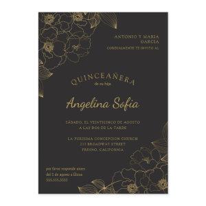 Vintage Gold Floral Quinceanera