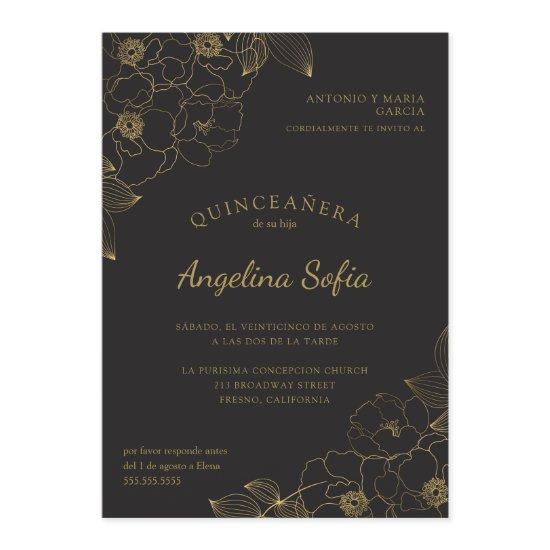 Vintage Gold Floral Quinceanera