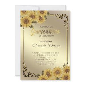 Vintage gold frame sunflower Quinceañera