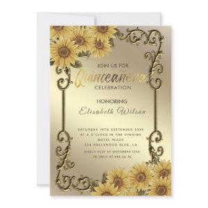 Vintage gold frame sunflower Quinceañera