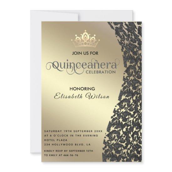 Vintage gold luxury damask tiara Quinceañera  Invi