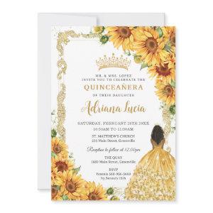 Vintage Gold Sunflower Brown Princess Quinceañera