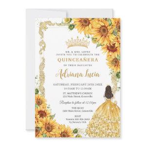 Vintage Gold Sunflower Floral Princess Quinceañera