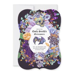 Vintage Gothic Purple Oranage Quinceanera Skulls