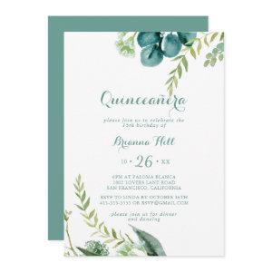 Vintage Green Eucalyptus Calligraphy Quinceañera