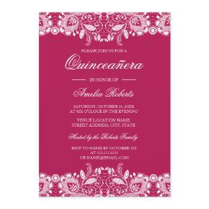 Vintage Lace Hot Pink Quinceanera