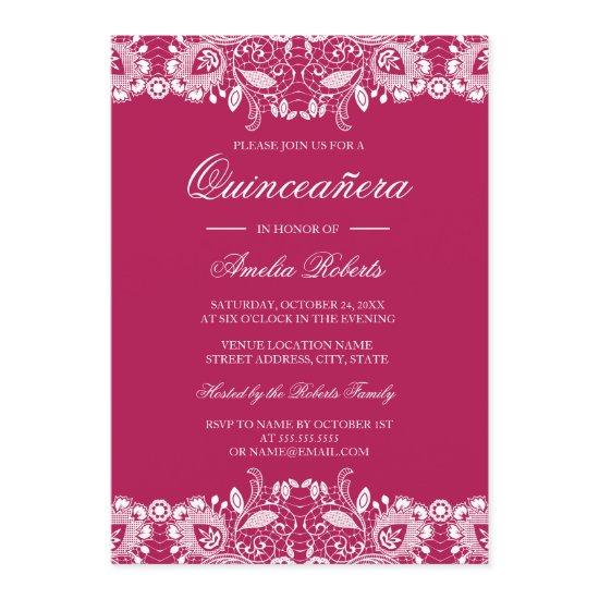 Vintage Lace Hot Pink Quinceanera
