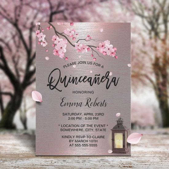 Vintage Lantern Cherry Blossom Floral Quinceanera