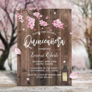 Vintage Lantern Pink Floral Barn Wood Quinceanera