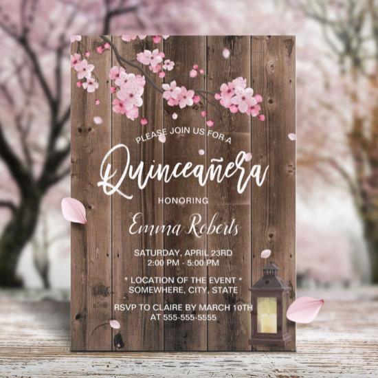 Vintage Lantern Pink Floral Barn Wood Quinceanera