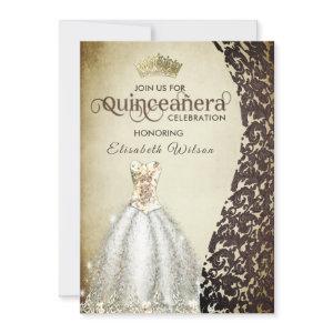 Vintage  luxury damask gold tiara Quinceañera  Inv