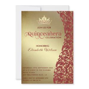 Vintage  luxury red damask gold tiara Quinceañera