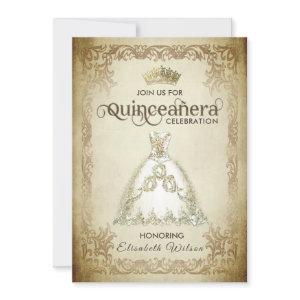 Vintage luxury sparkling dress tiara Quinceañera