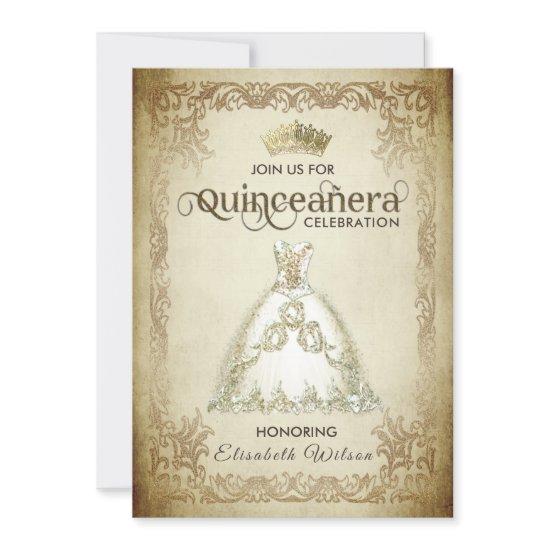 Vintage luxury sparkling dress tiara Quinceañera