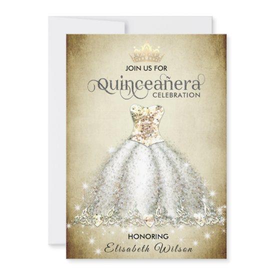 Vintage luxury sparkling dress tiara Quinceañera