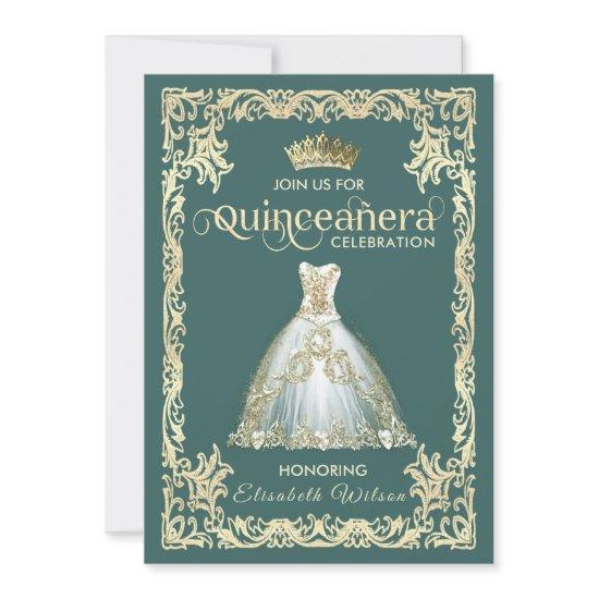 Vintage luxury sparkling dress tiara Quinceañera