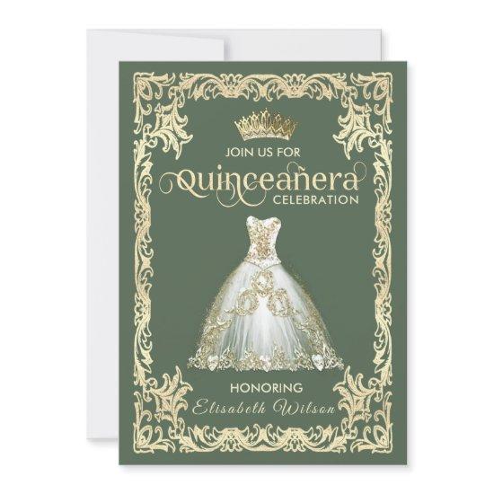 Vintage luxury sparkling dress tiara Quinceañera