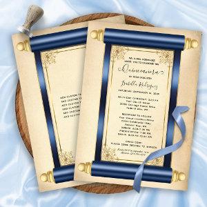 Vintage Navy Gold Scroll Elegant Quinceañera