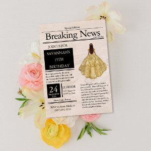 Vintage Newspaper Quinceañera Gold