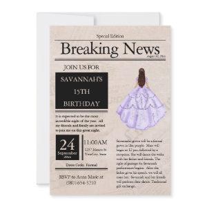 Vintage Newspaper Quinceañera Lilac Purple