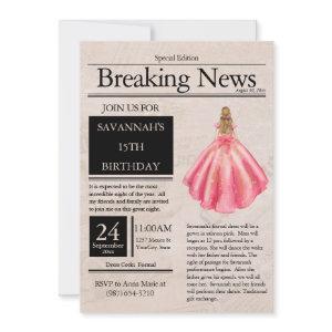 Vintage Newspaper Quinceañera Salmon Pink