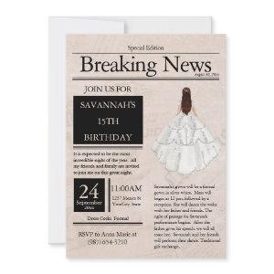 Vintage Newspaper Quinceañera Silver White