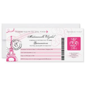 Vintage Paris France Quinceanera Boarding Pass