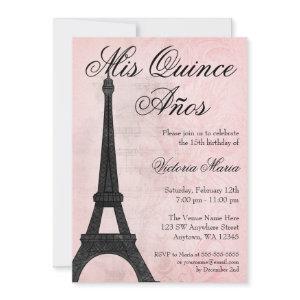 Vintage Paris Pink Black Sweet 15 Quinceanera