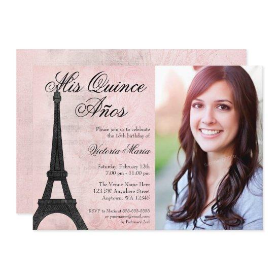 Vintage Paris Pink Black Sweet 15 Quinceanera
