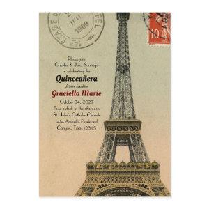 Vintage Paris Quinceanera 15 Birthday Invite