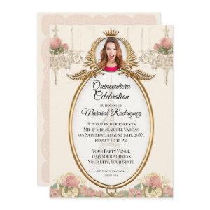 Vintage Paris Quinceañera Blush Gold w Chandelier