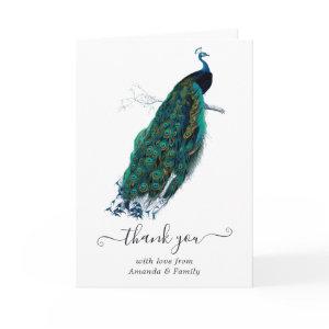 Vintage Peacock Fantasy Photo Thank You Card