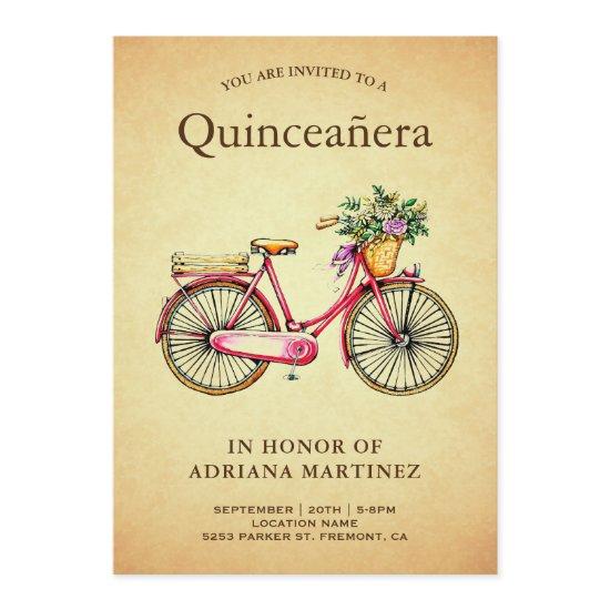 Vintage Pink Floral Bicycle Quinceanera