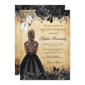 Vintage Princess Black Butterfly Quinceañera