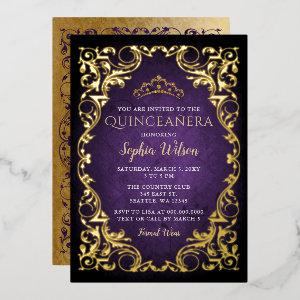 Vintage Purple Gold Princess Tiara Quinceañera Foil