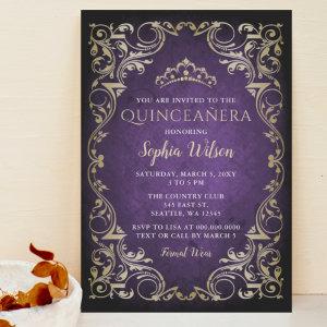 Vintage Purple Gold Princess Tiara Quinceañera