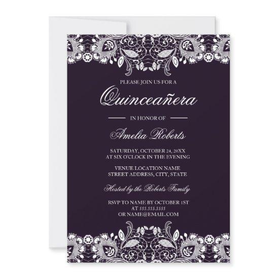 Vintage Purple White Lace Quinceanera