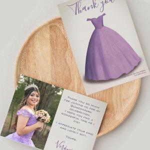 Vintage Quinceañera mis quince thank you card