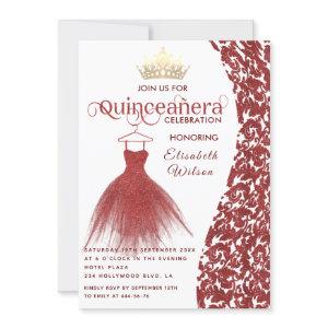 Vintage red dress damask gold tiara Quinceañera  I