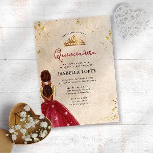 Vintage Red Gold Elegant Dress Quinceañera