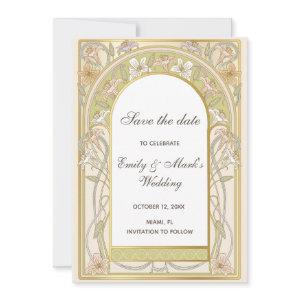 Vintage retro wedding floral save the date