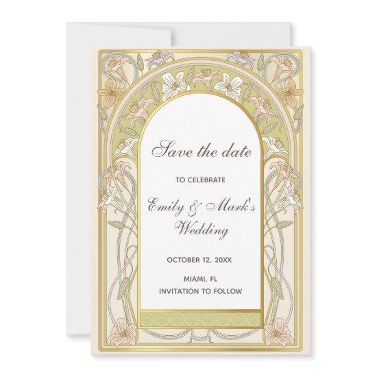 Vintage retro wedding floral save the date