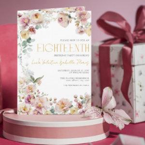 Vintage Rose Gold Flowers Candles 18th Birthday QR