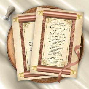 Vintage Rose Gold Scroll Elegant Quinceañera