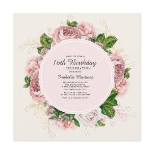 Vintage Roses Blush Pink Floral 16th Birthday