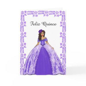 Vintage Spanish Purple Quinceanera Dress Birthday  Card